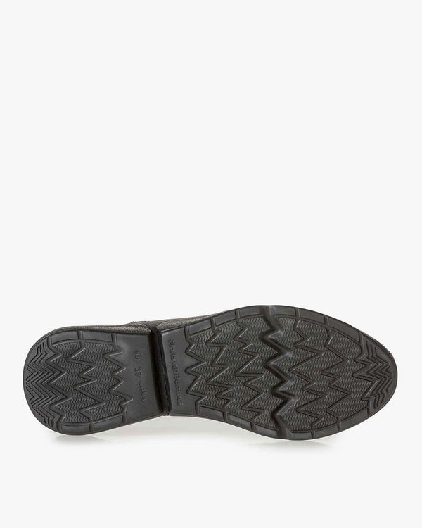Dark grey leather sneaker with metallic print
