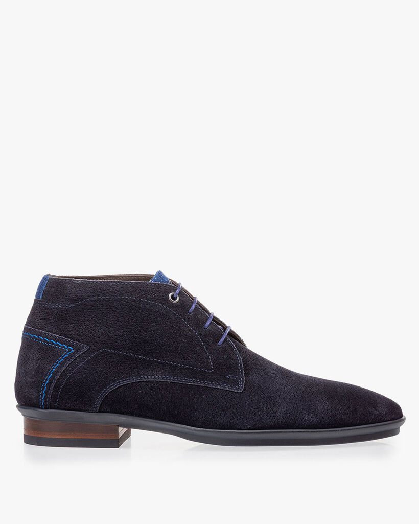 Lace boot blue suede leather