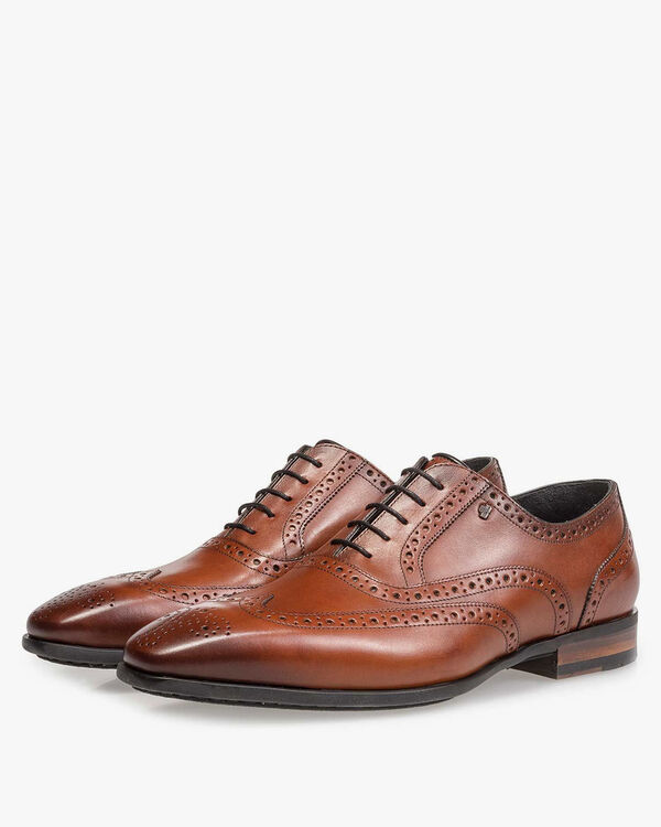 Cognac-coloured calf leather brogue