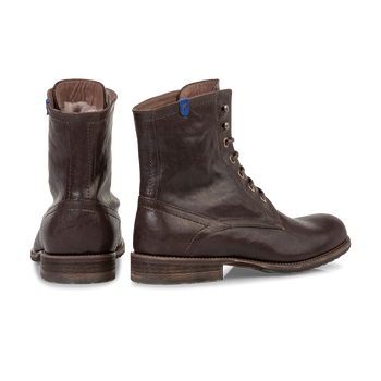 Lambskin lined lace boot dark brown