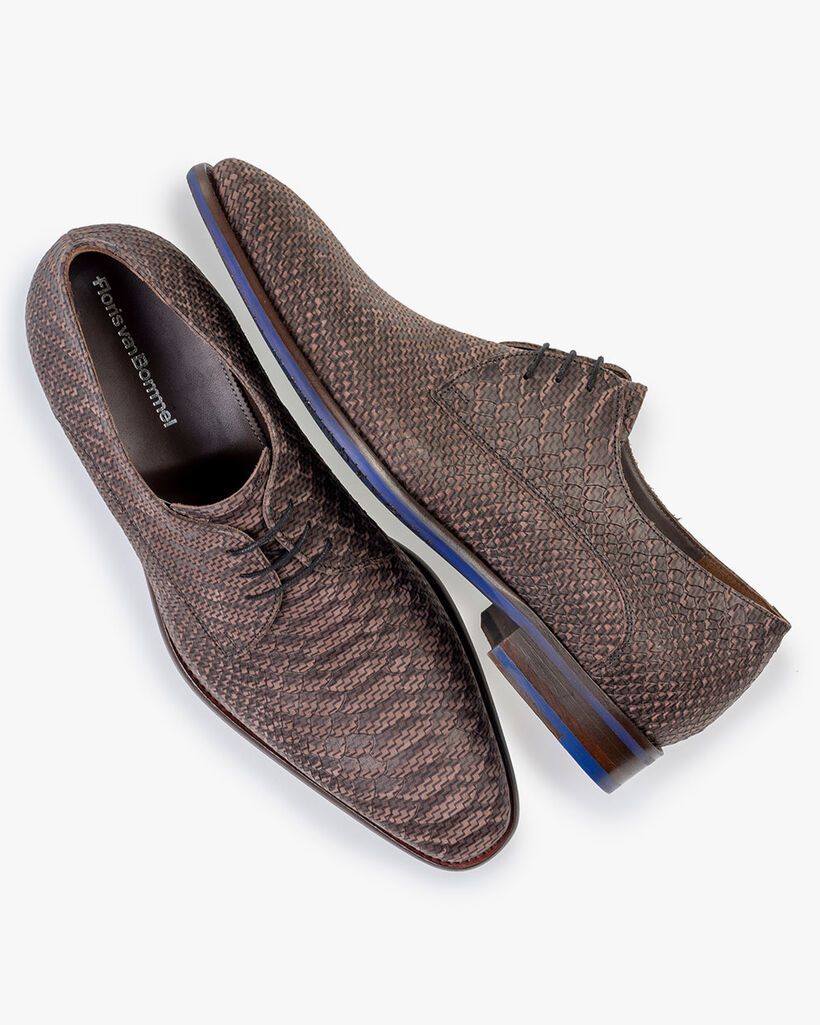 Lace shoe nubuck leather dark brown