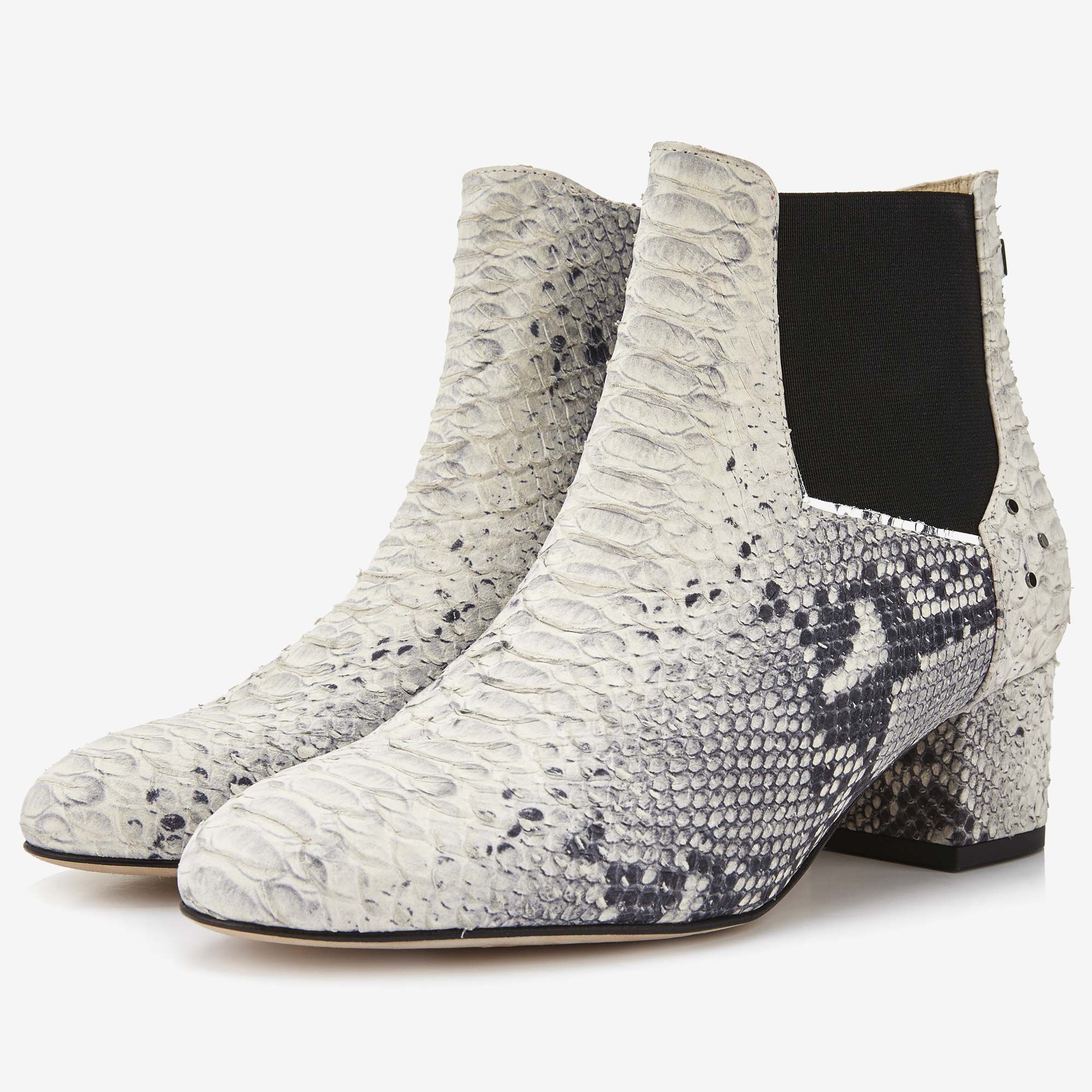 Grey snake print women s Chelsea ankle boot 85084 01 Floris van Bommel