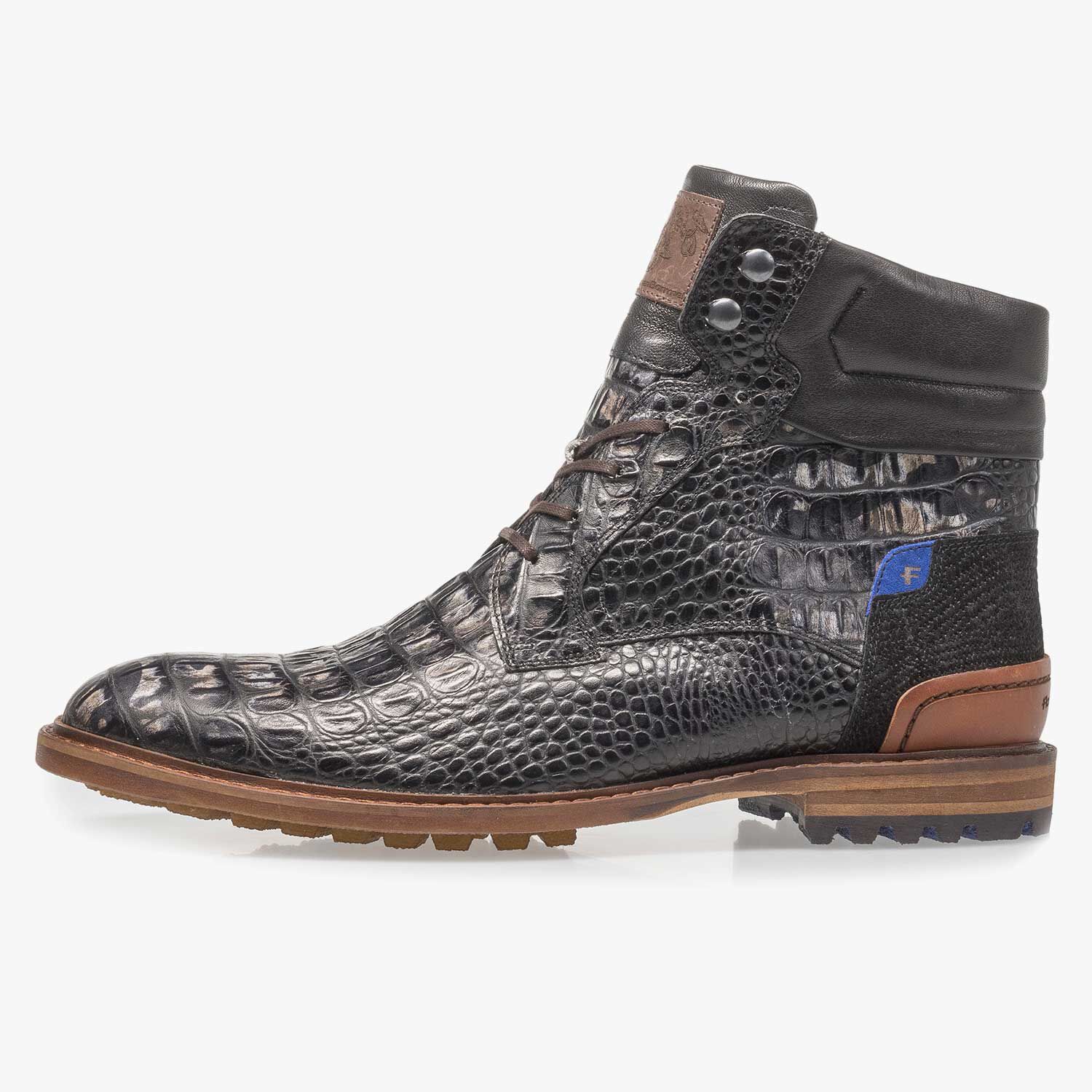 Black leather lace boot 10234 17 Floris van Bommel Official