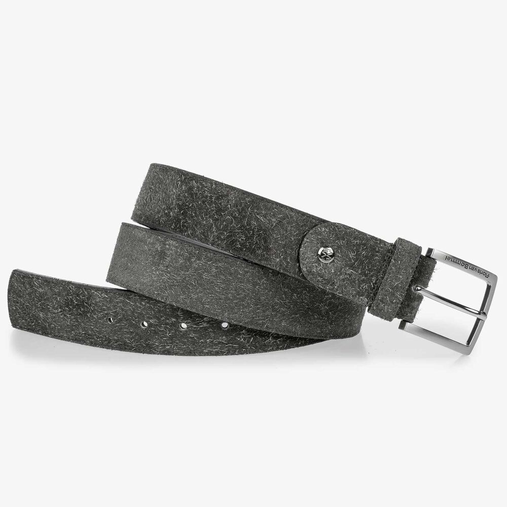 Grey rough suede leather belt