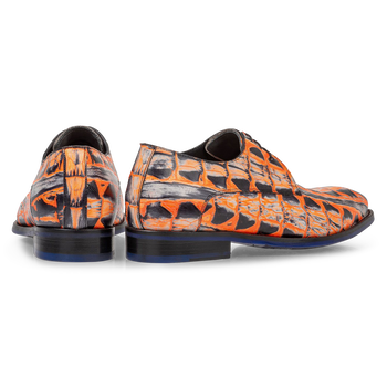 Lace shoe orange croco print