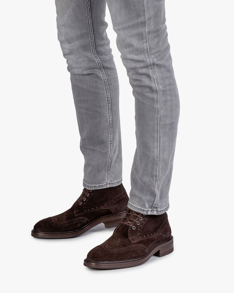 Brown Suede Leather Brogue Lace Boot 10165 00 Van Bommel Collection
