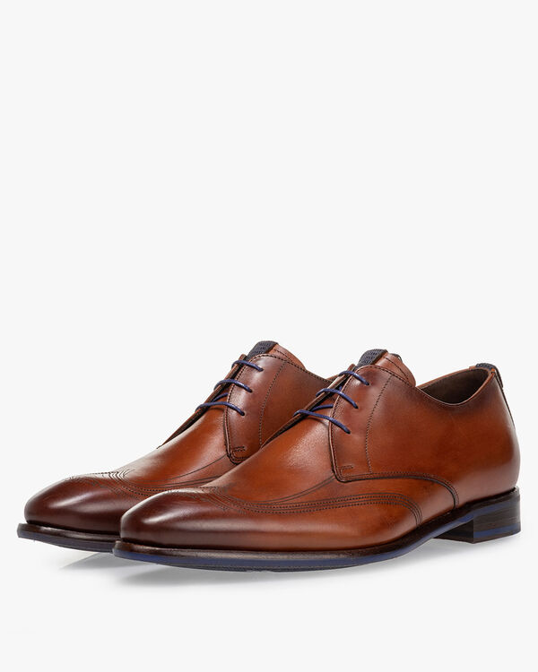 Lace shoe calf leather cognac