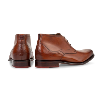 Lace boot calf leather dark cognac