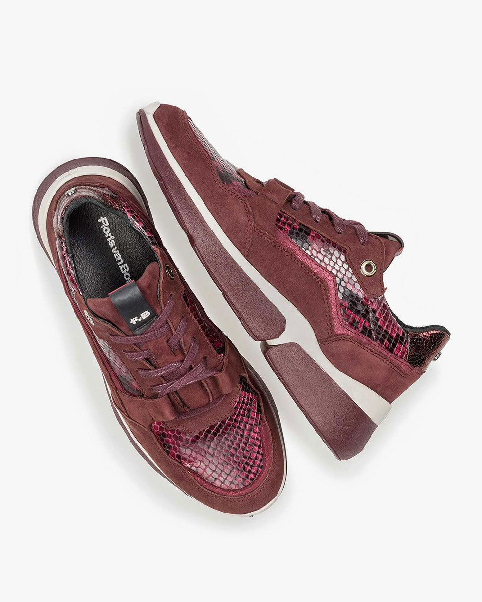 Women s red suede leather sneaker 85291 02 Floris van Bommel Women