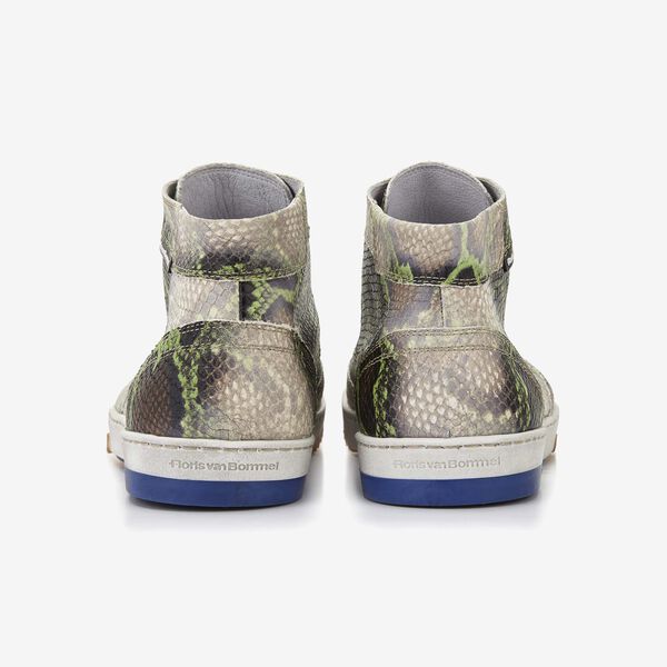 Floris van Bommel green snake print men's sneaker boot