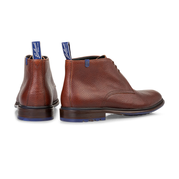 Lace boot printed leather cognac