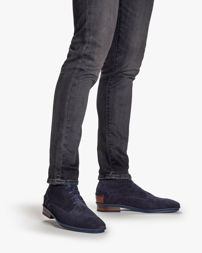 Lace boot suede blue
