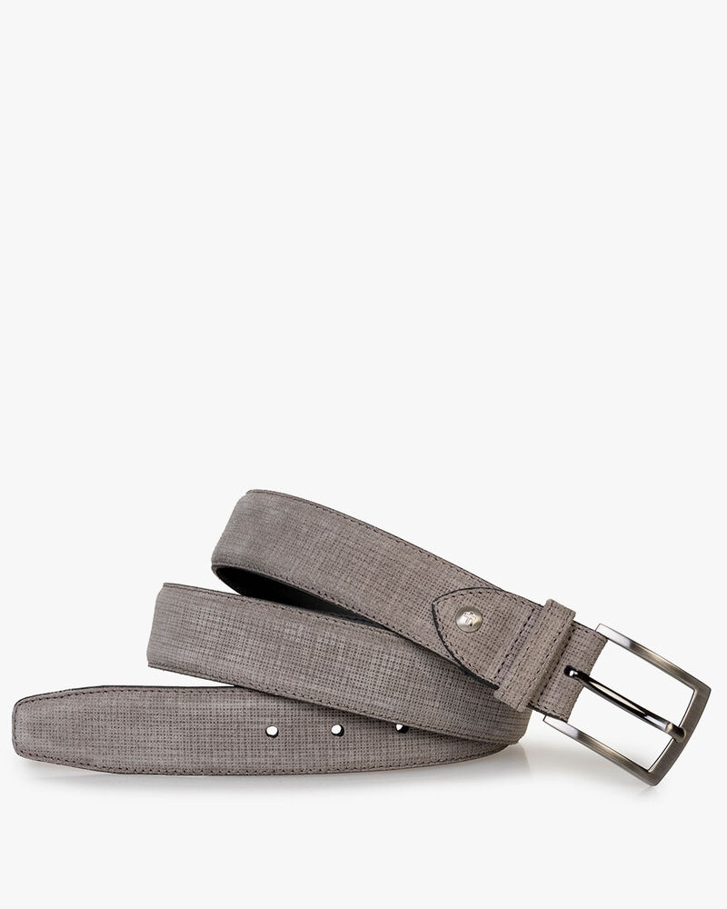 Belt printed suede leather grey