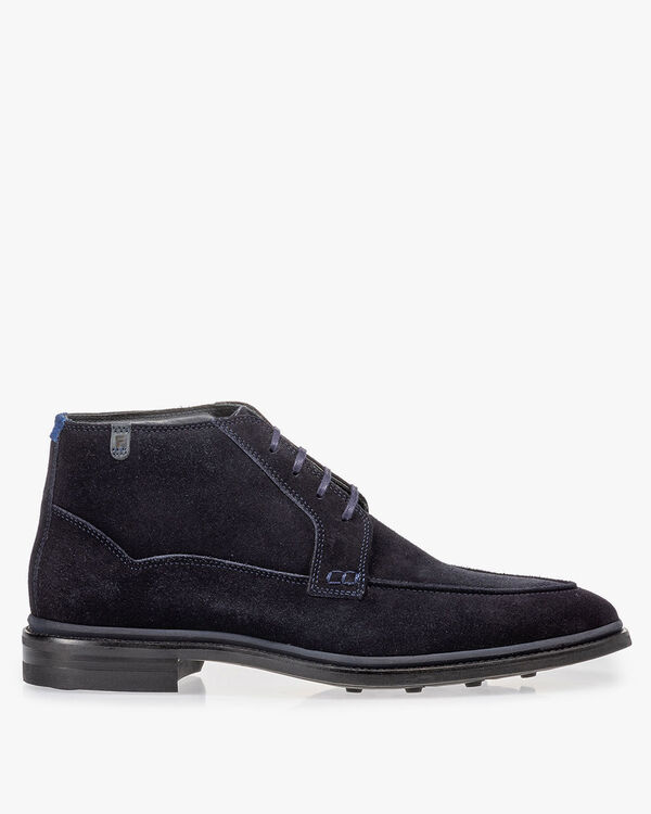 Lace boot blue suede leather