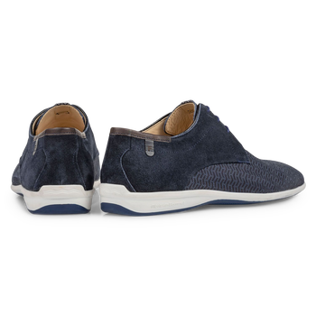Lace shoe printed nubuck leather blue