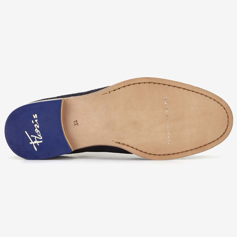 Floris van Bommel men's lace-up shoe in dark blue snake PrintSuede