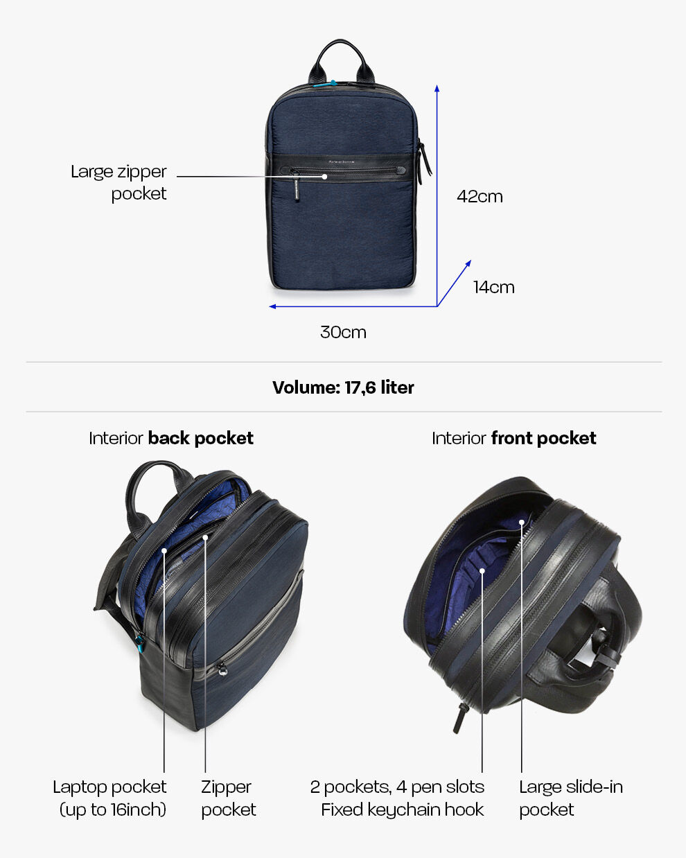 Backpack textile blue BFM-10003-41-01 