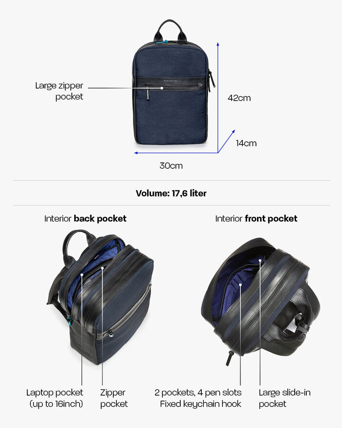 Backpack textile blue