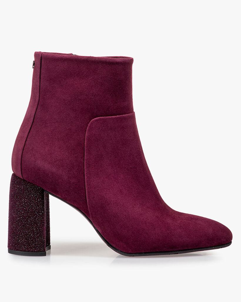 Ankle boot suede bordeaux red