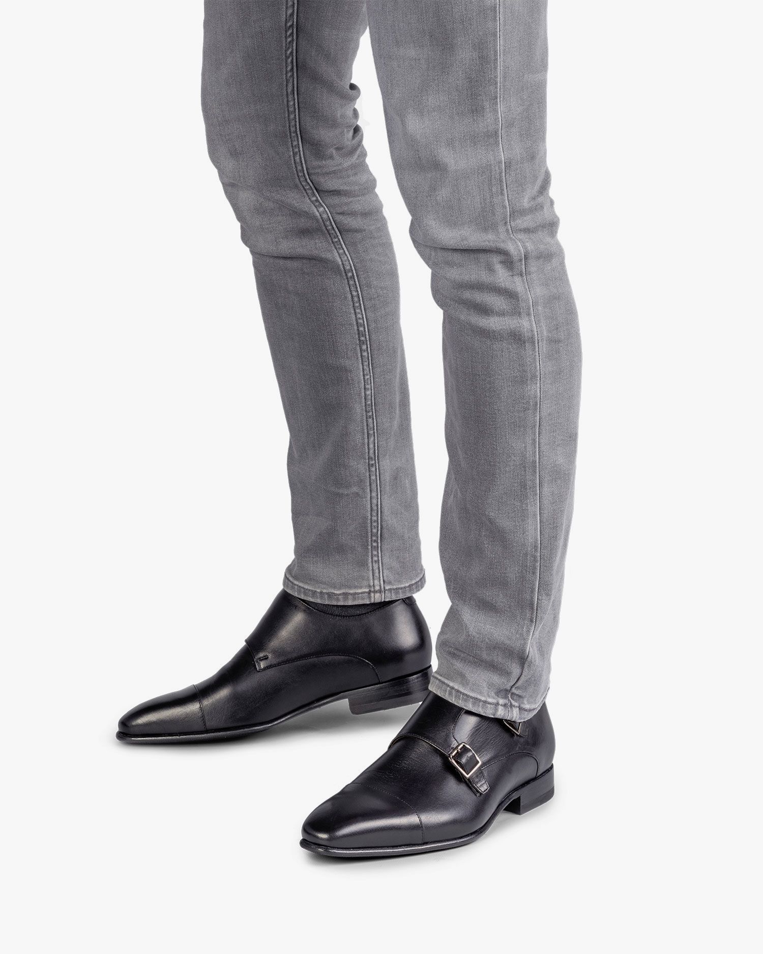 Black calf leather double monk SBM-30014-10-01 | Van Bommel Official®