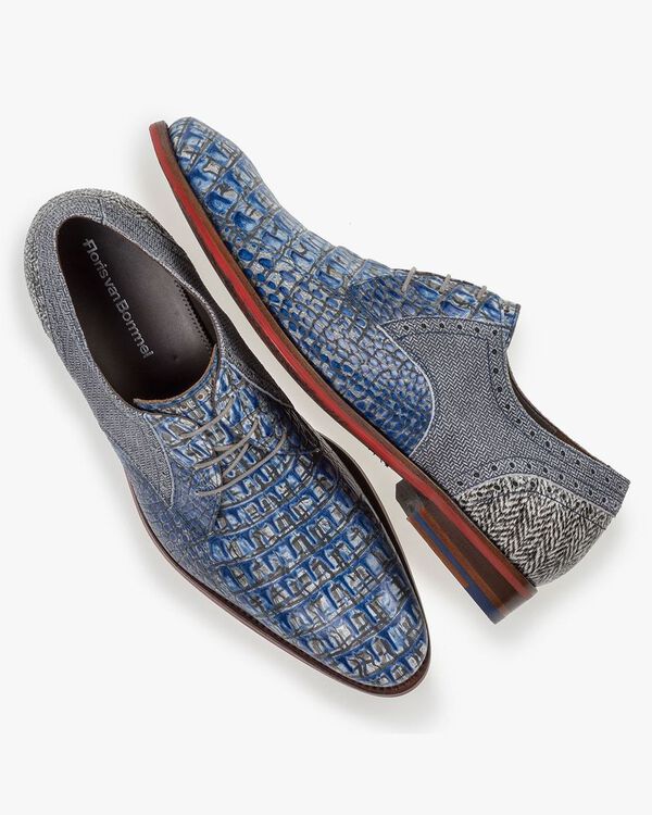 Lace shoe printed leather blue