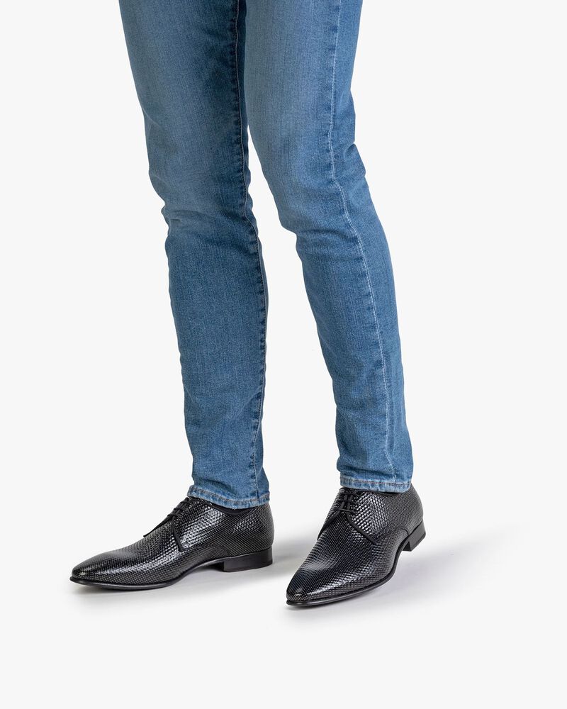 Lace shoe printed leather grey