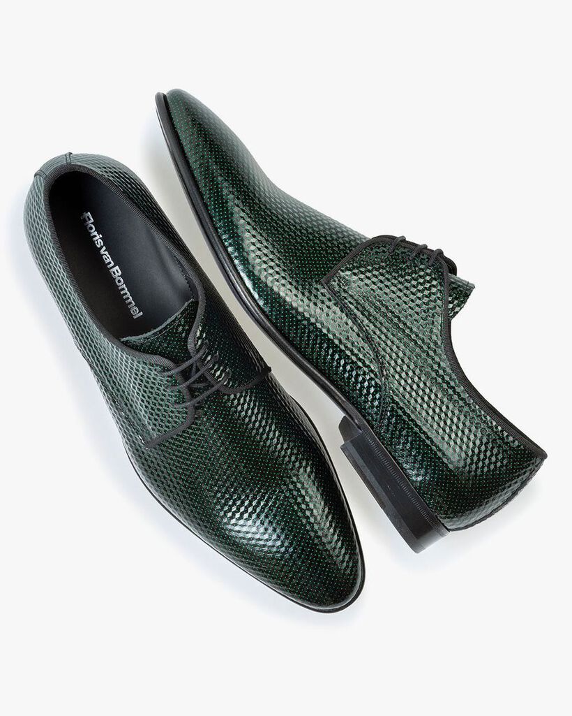 Lace shoe printed leather green