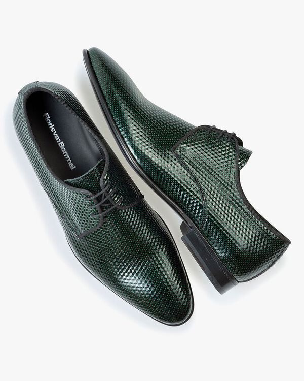 Lace shoe printed leather green
