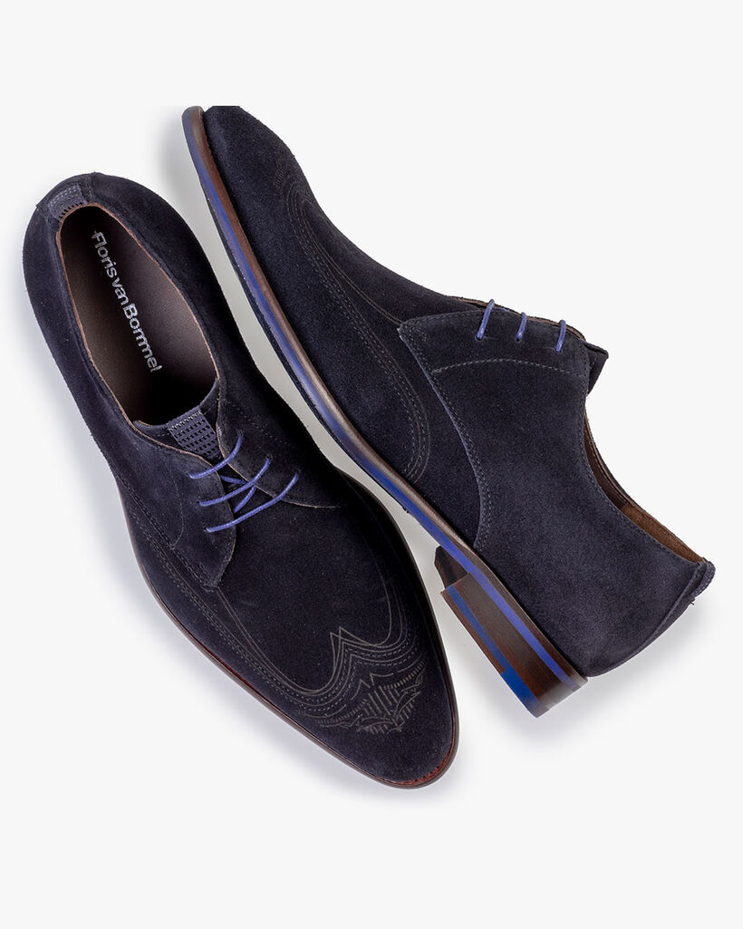 Lace shoe suede dark blue