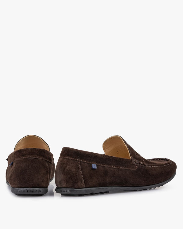 Moccasin suede leather dark brown