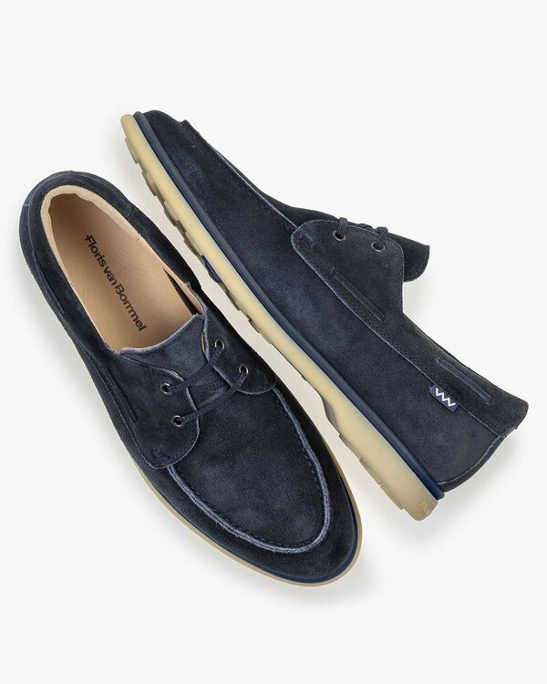 Boat shoe suede leather blue