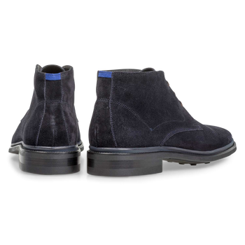 Lace boot suede leather blue