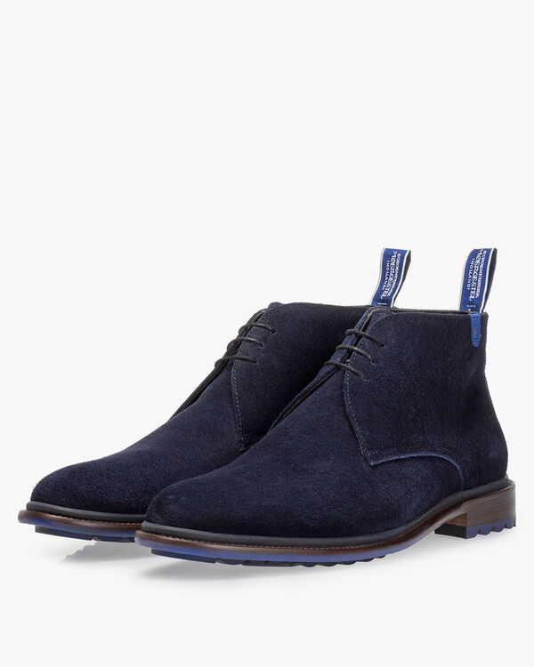 Lace boot suede dark blue