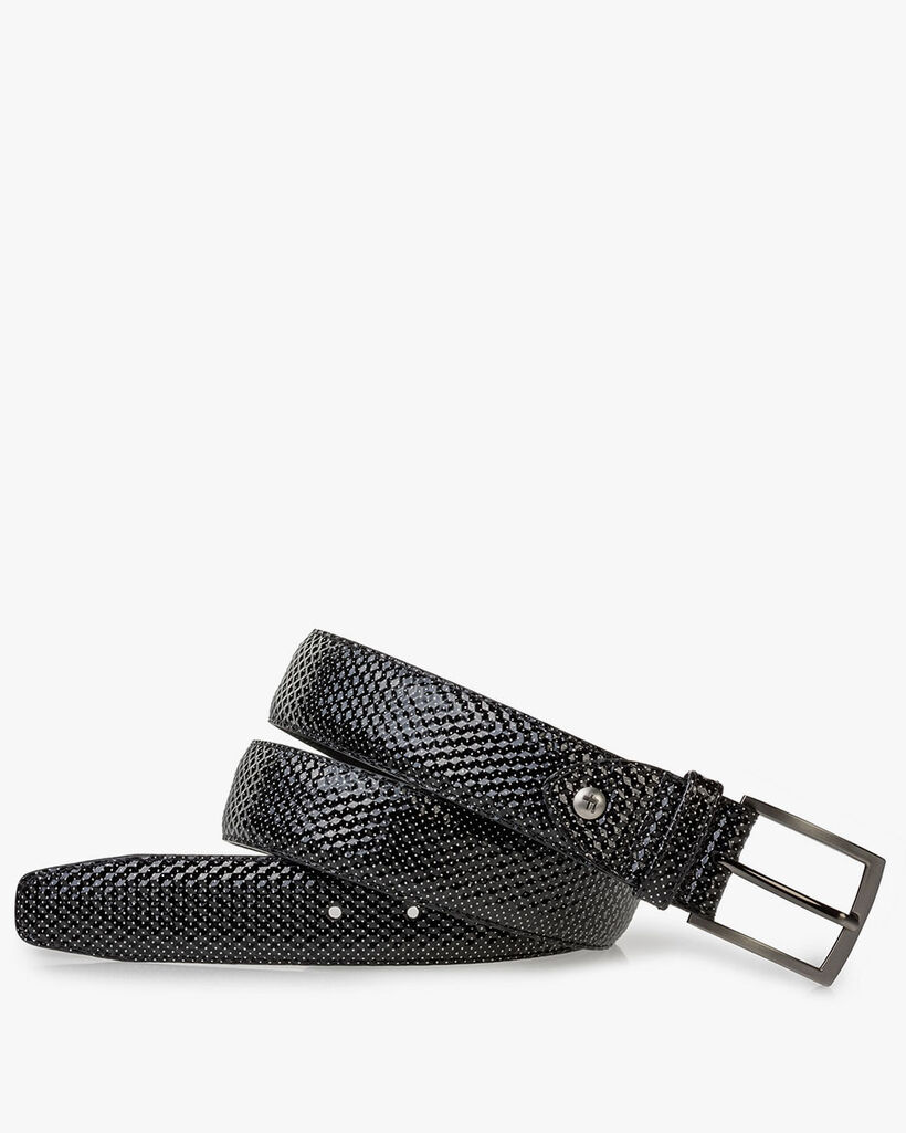 Belt printed leather grey
