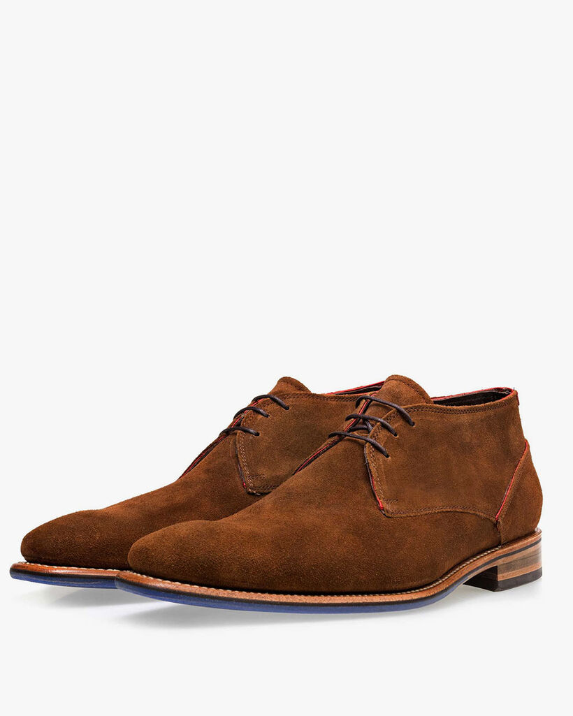 Lace boot suede leather brown