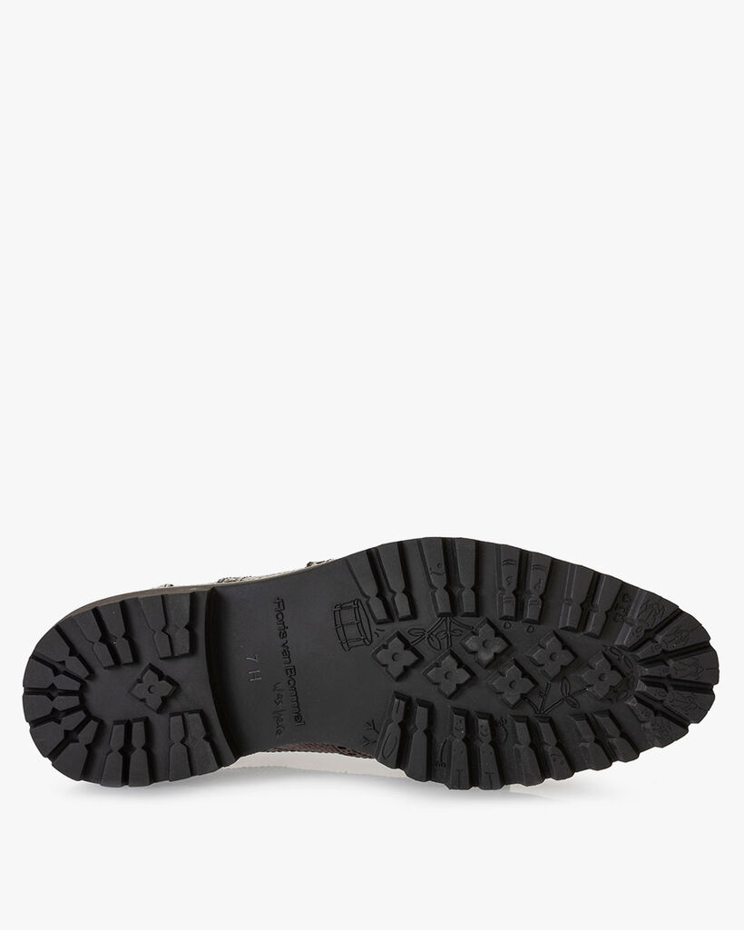 Lace shoe printed leather cognac