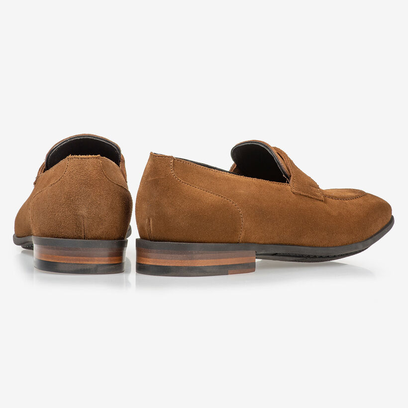 Brown suede leather loafer