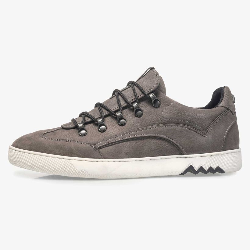 Dark grey nubuck leather lace shoe