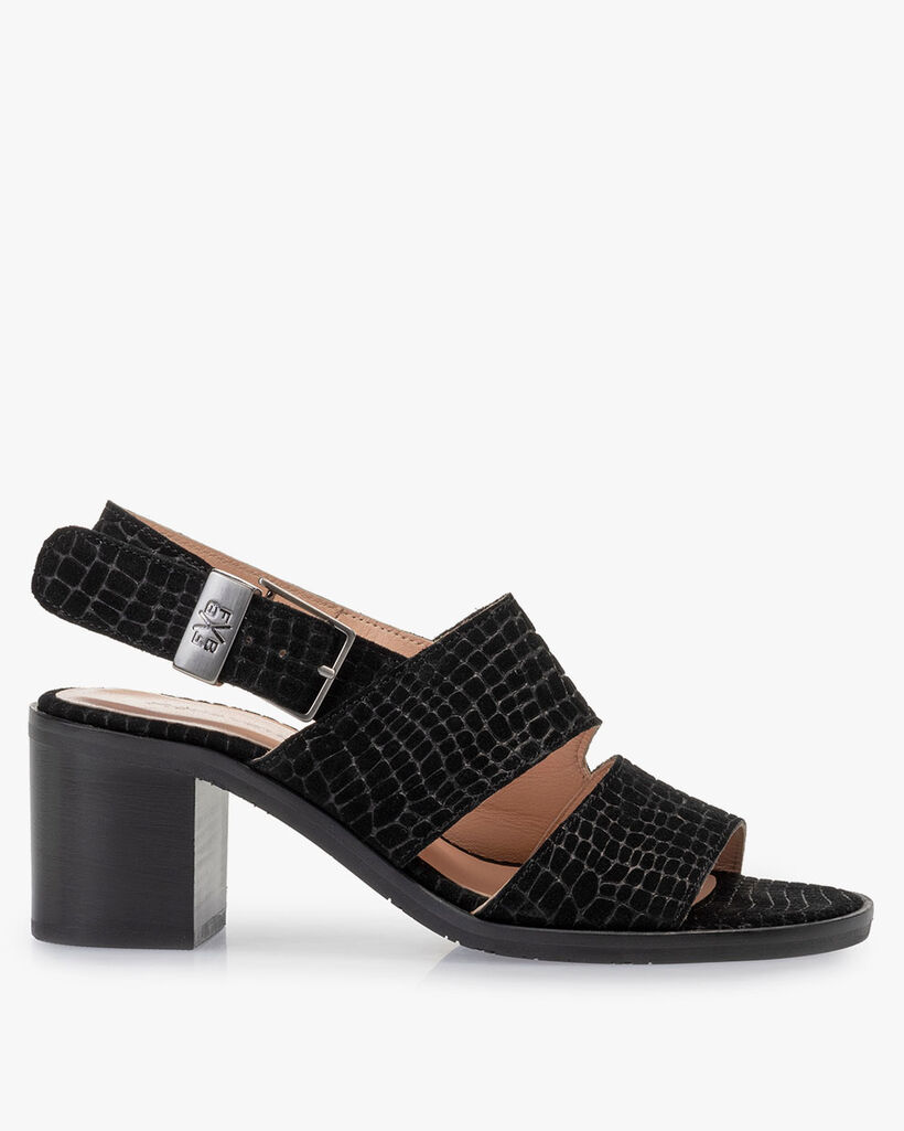 Sandal printed suede leather black