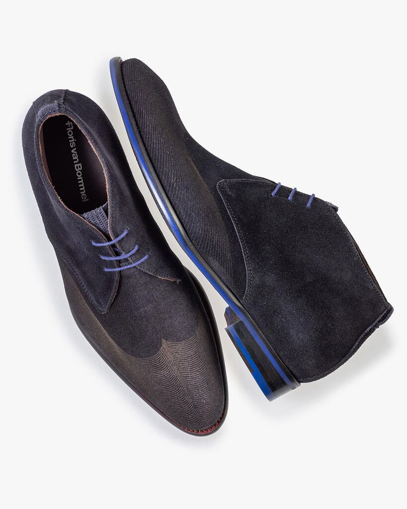 Lace boot blue with print