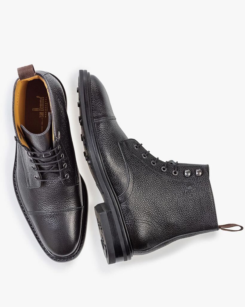 Boot leather with print black