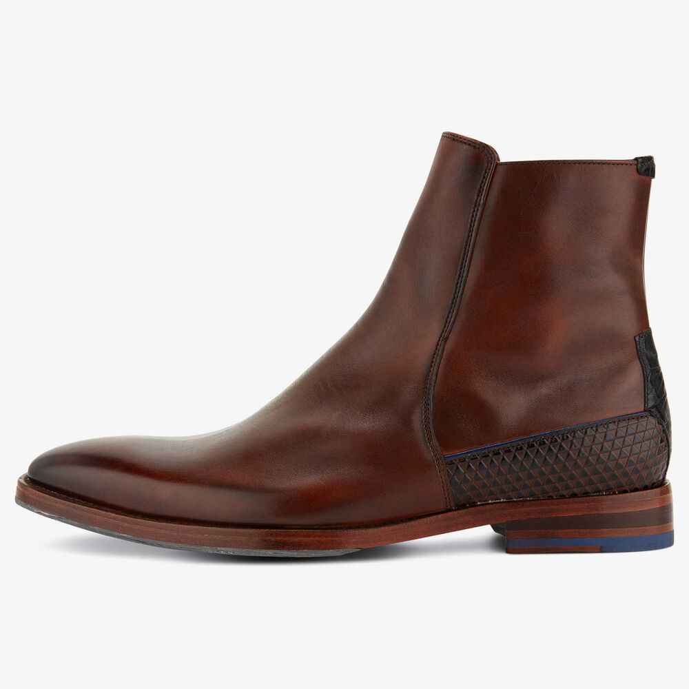 Floris van Bommel cognac leather men’s Chelsea boot 