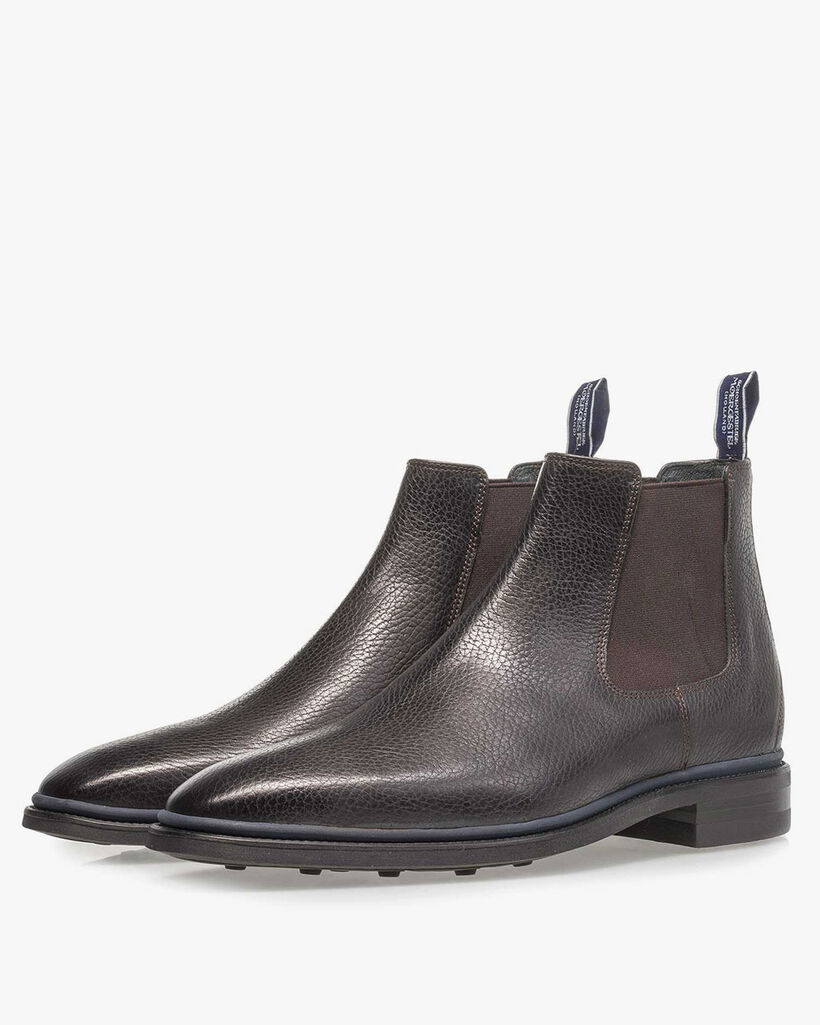 Black calf leather Chelsea boot with print