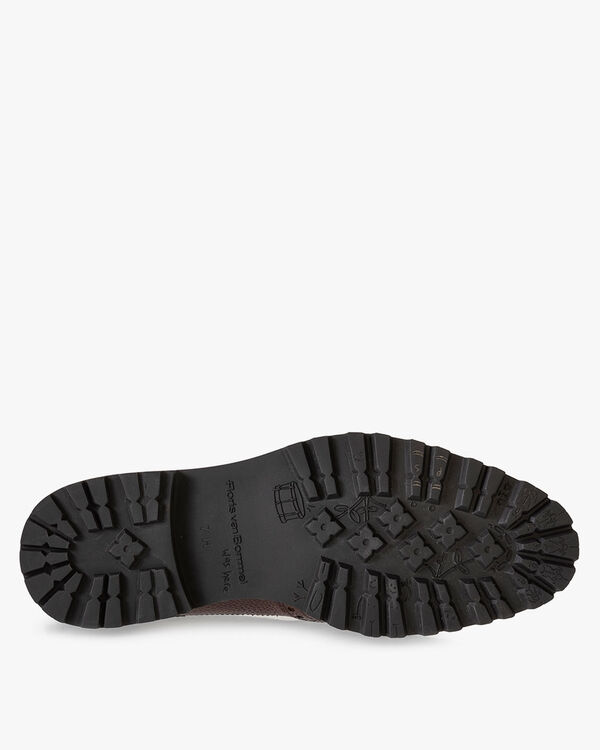 Lace boot printed leather cognac