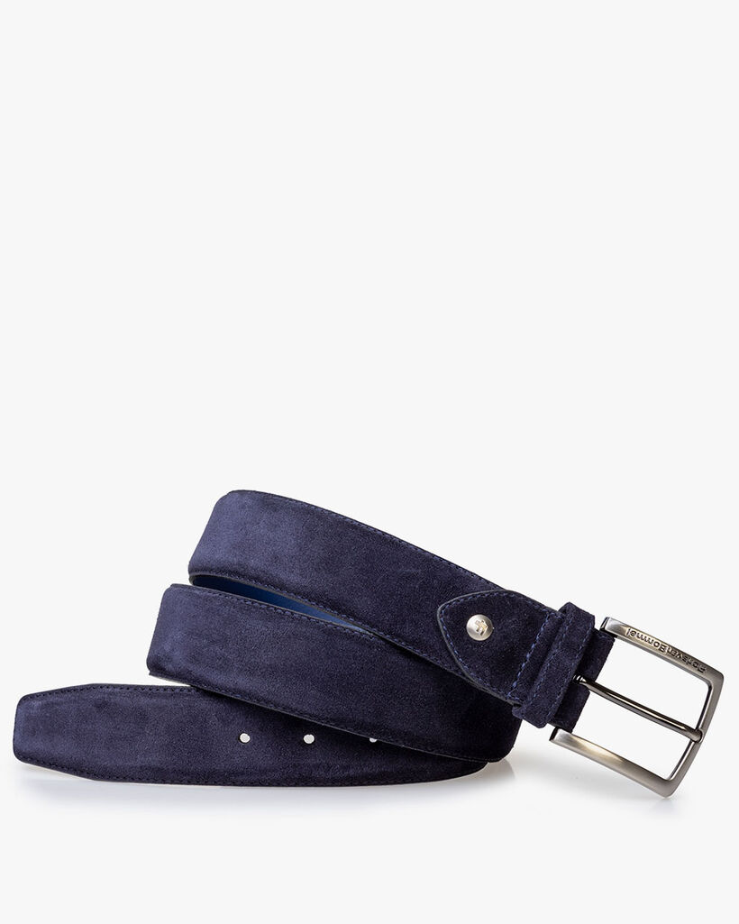 Belt suede leather dark blue