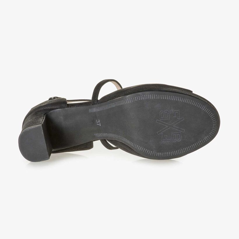 High-heeled leather sandal