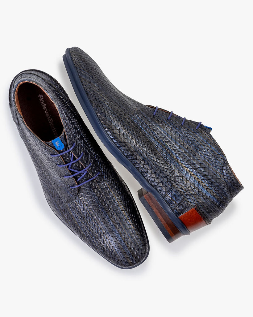 Lace boot metallic blue