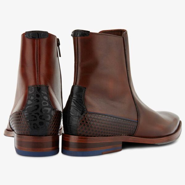 Floris van Bommel cognac leather men’s Chelsea boot 