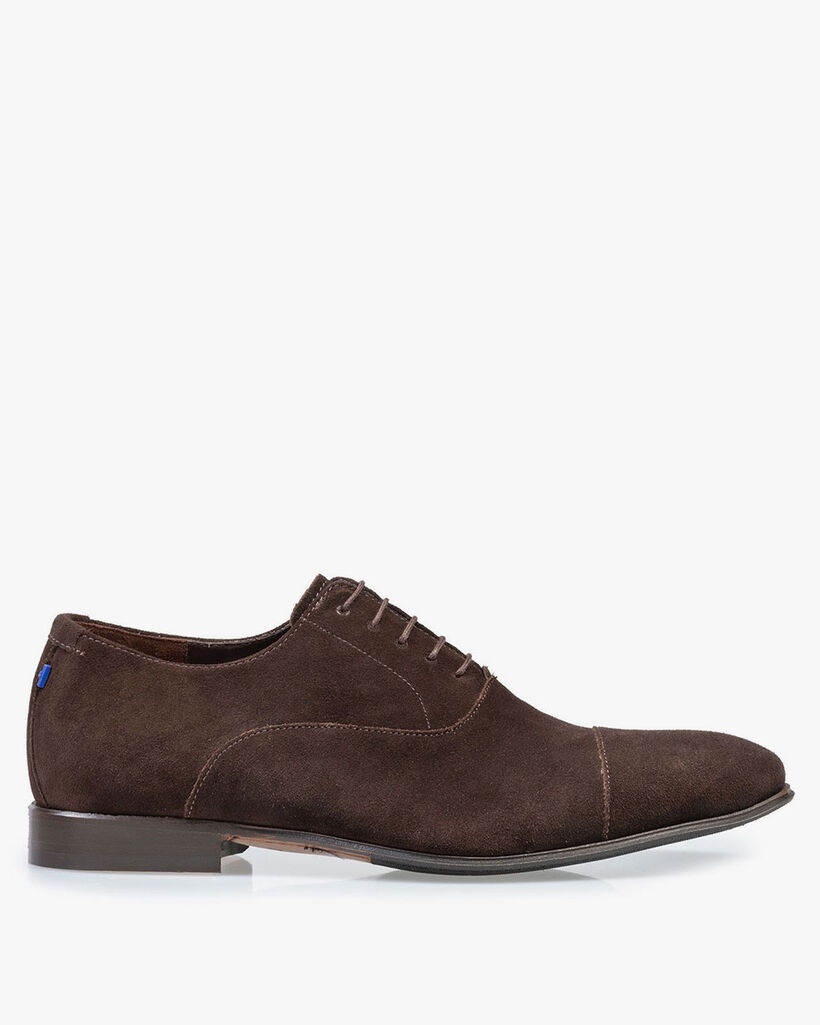 Lace shoe dark brown suede leather