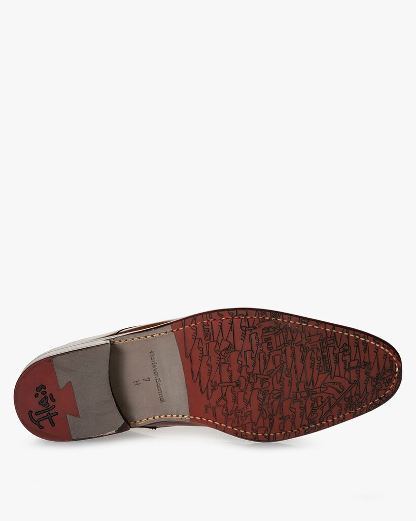 Lace boot calf leather dark cognac